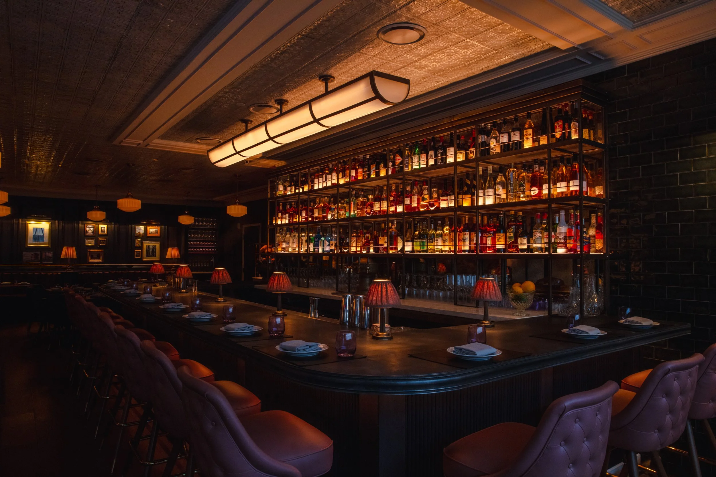 Elegant bar with ambient lighting